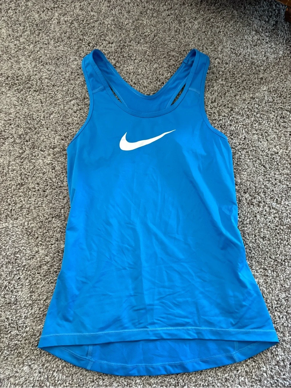 Nike Bright Blue Women's Racerback Tank with White Swoosh
